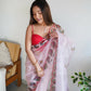 Vamsee Shivika Baby Pink Organza Saree - Swadesiicart