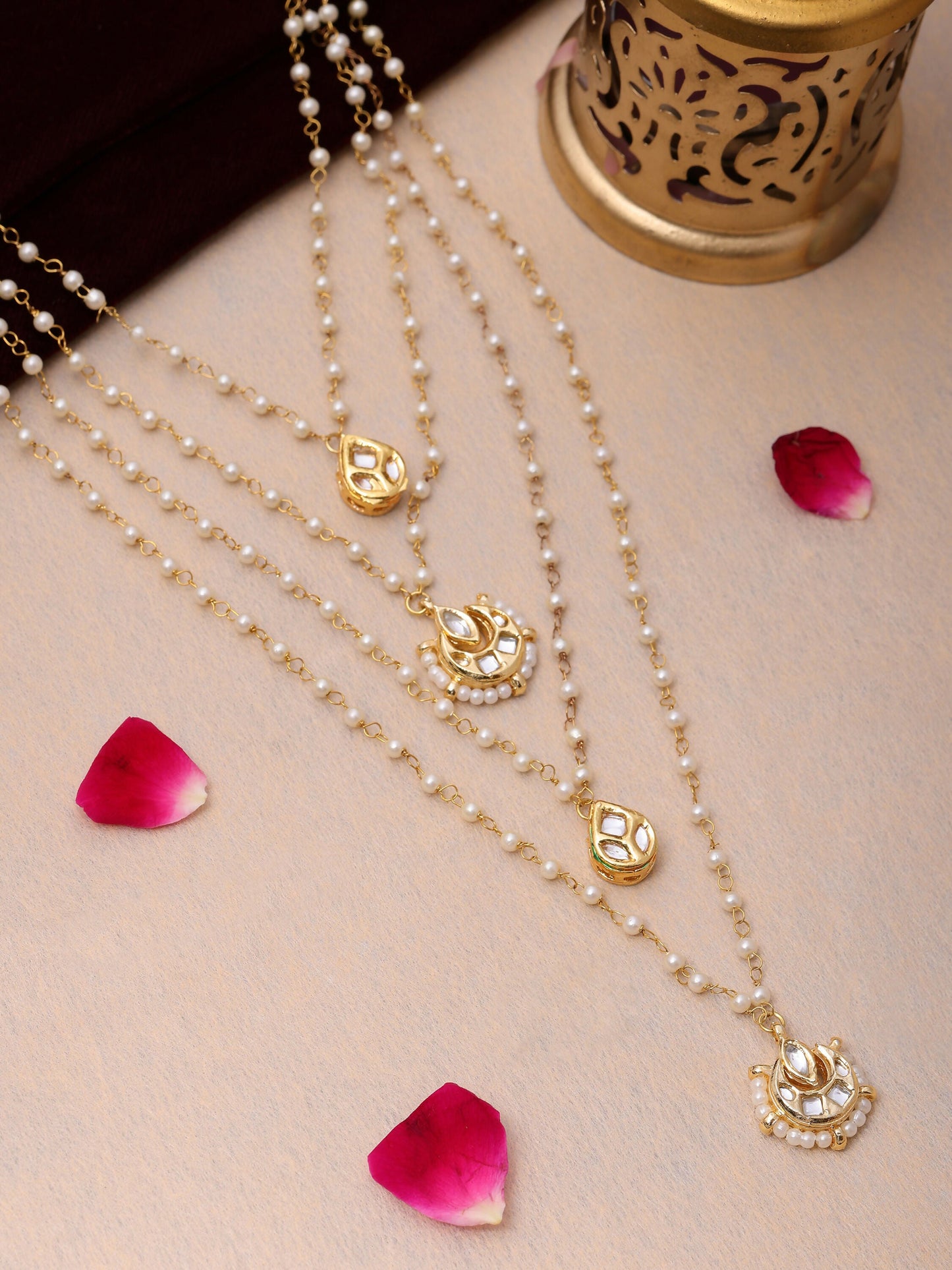 Ruby Raang Gold Kundan Layered Necklace | Swadesiicart