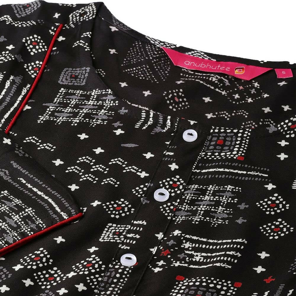 Anubhutee Women's Rayon Black Kurta Set | Swadesiicart