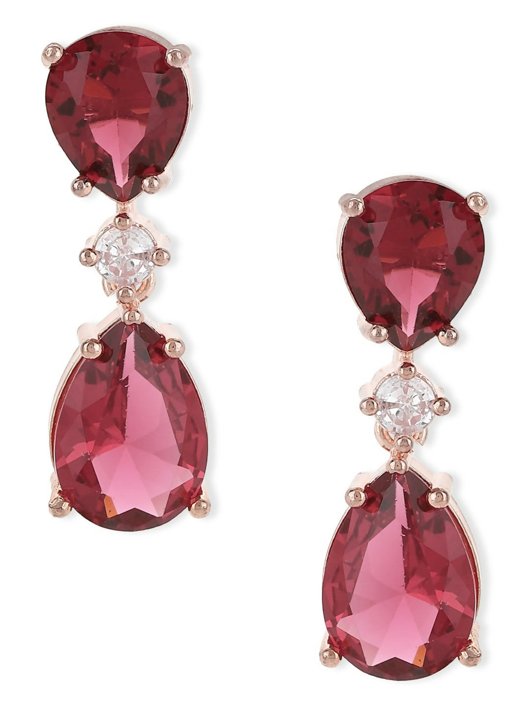 Maroon Stone Earrings- Ruby Raang | Swadesiicart