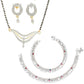AanyaCentric Gold-Polished Mangalsutra Pendant Earring Set & Silver Plated Anklet