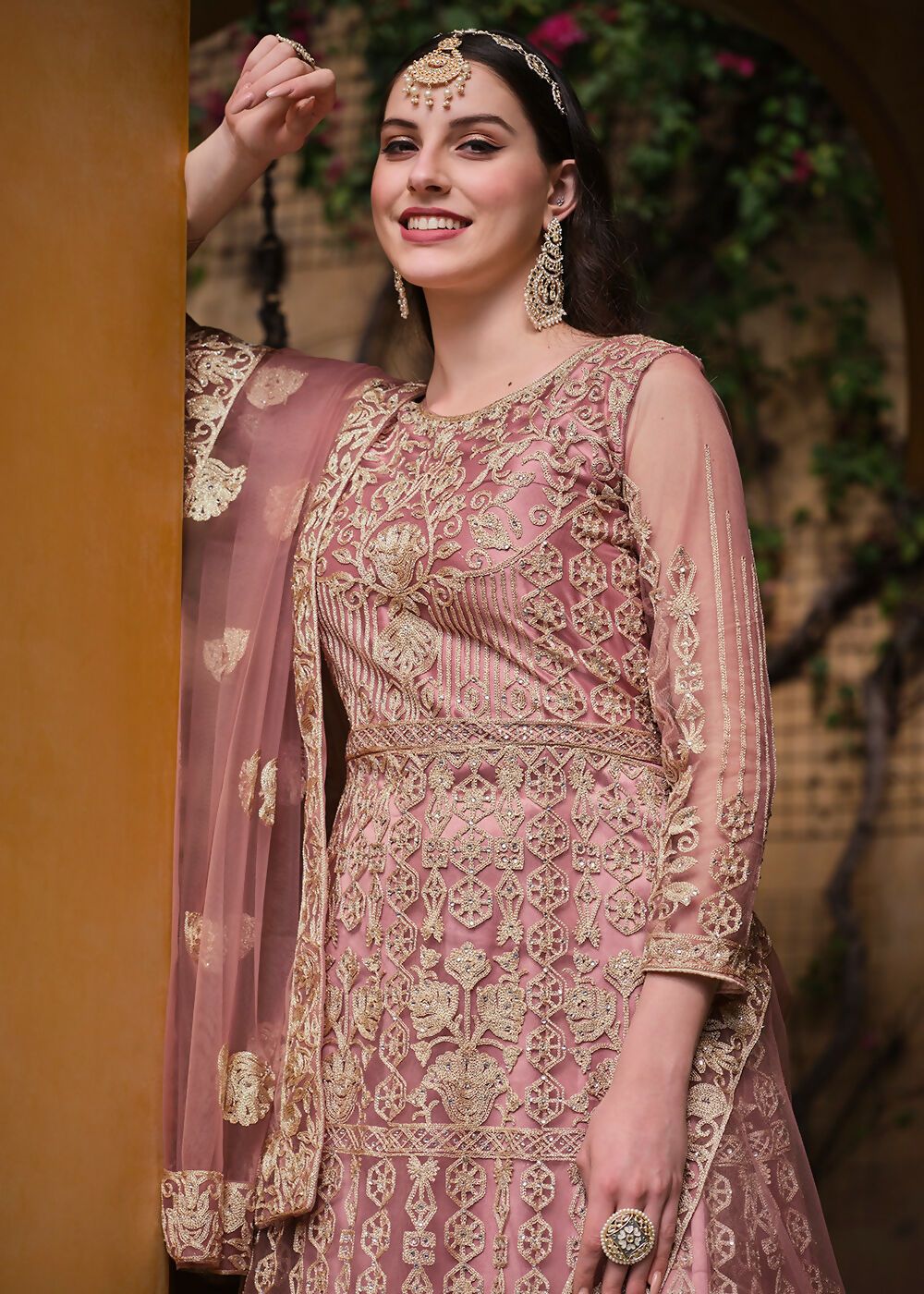 Light Purple Pure Butterfly Net Wedding Wear Anarkali Suit - Emponline | Swadesiicart