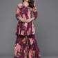 Ahalyaa Women Floral Printed Tunic with Sharara - Black Color | Swadesiicart