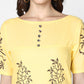 Cheera Hand Block Print Pale Yellow Straight Kurta (MAAI-056K) | Swadesiicart