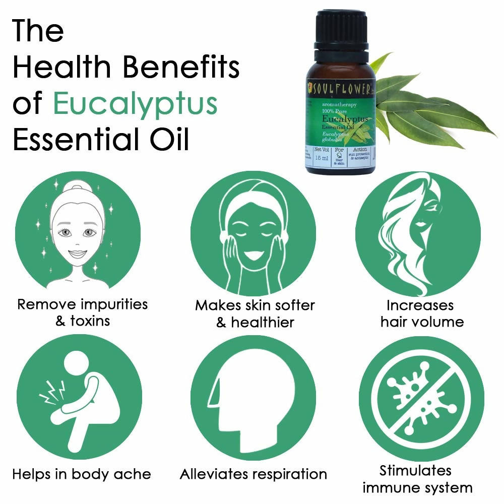 Soulflower Aromatherapy Pure Eucalyptus Essential Oil - Limited Time Offer - Swadesiicart