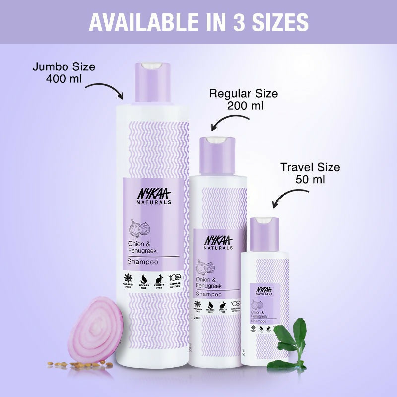 Nykaa Naturals Anti-Hair Fall Shampoo With Onion, Fenugreek - Swadesiicart