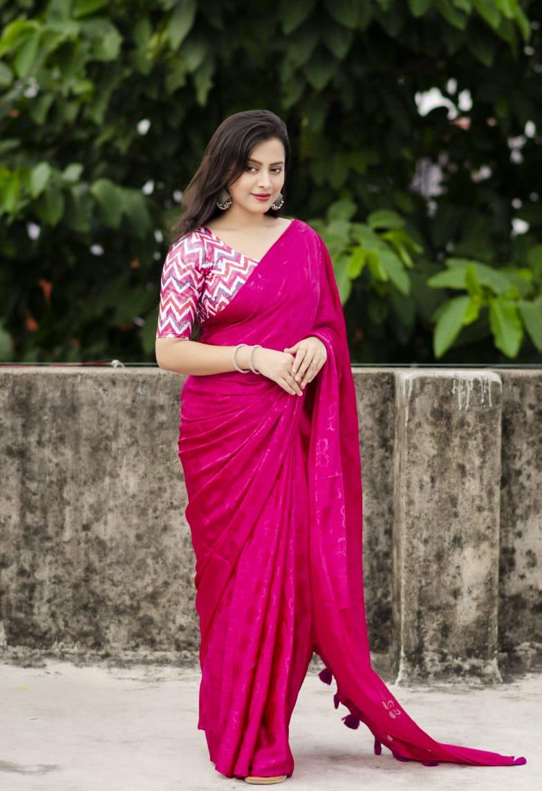 Rani Silk Blend Ethnic Motifs Saree with Unstitched Blouse - Hiral Fashion | Swadesiicart