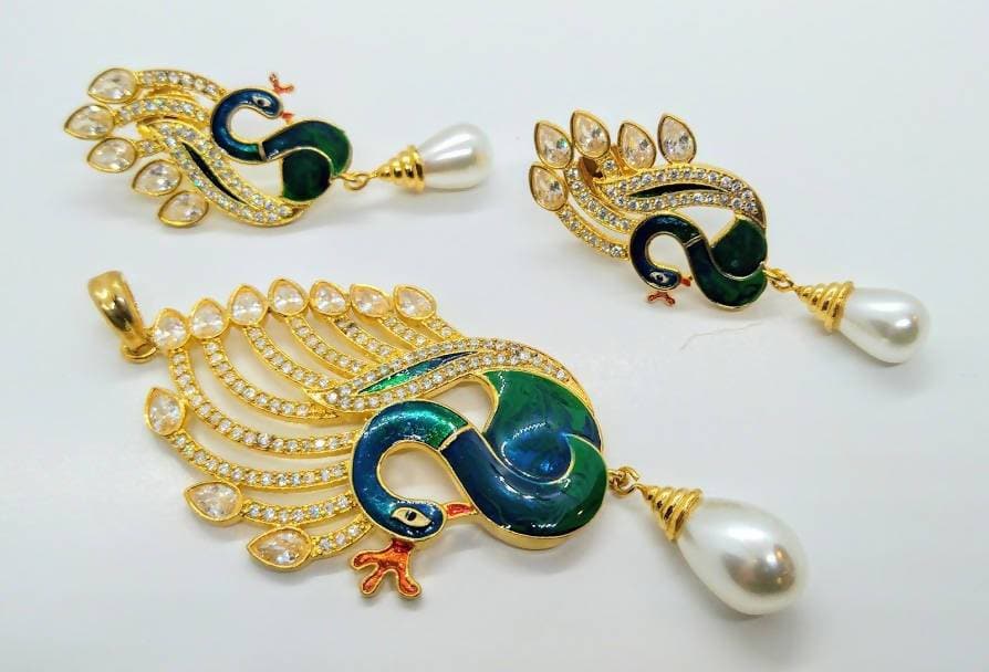 AD Peacock Pendant Set | Swadesiicart