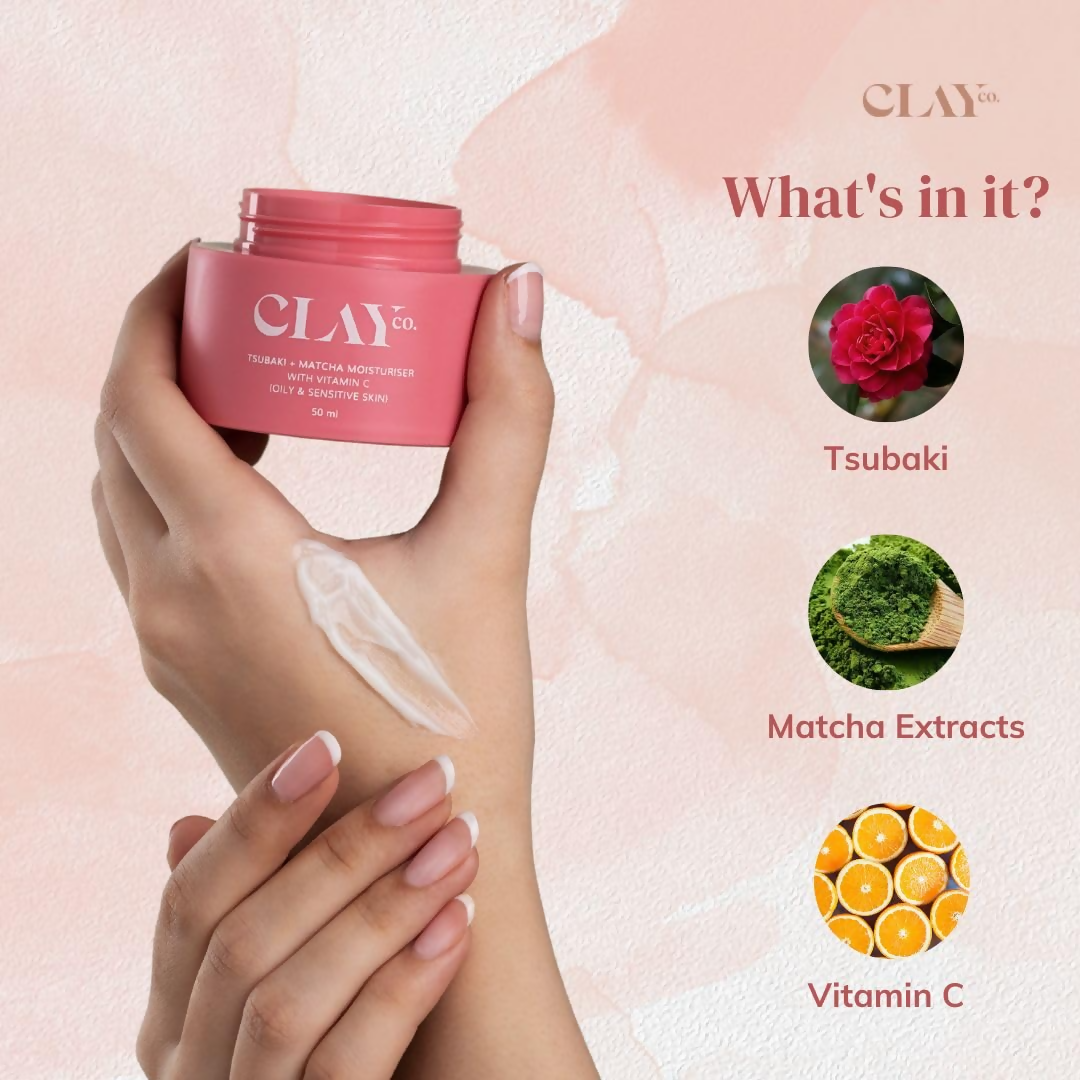 Clayco Tsubaki + Matcha Face Moisturizer With Vitamin C For Oily & Sensitive Skin Face Cream | Swadesiicart