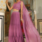 Janasya Lavender Georgette Foil Print Lehenga Choli | Swadesiicart