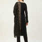 FIORRA Women's Black Poly Crepe Straight Kurta Pant With Dupatta - Swadesiicart