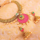 Latest Multicolor Antique Necklace Set with Pearl Drops