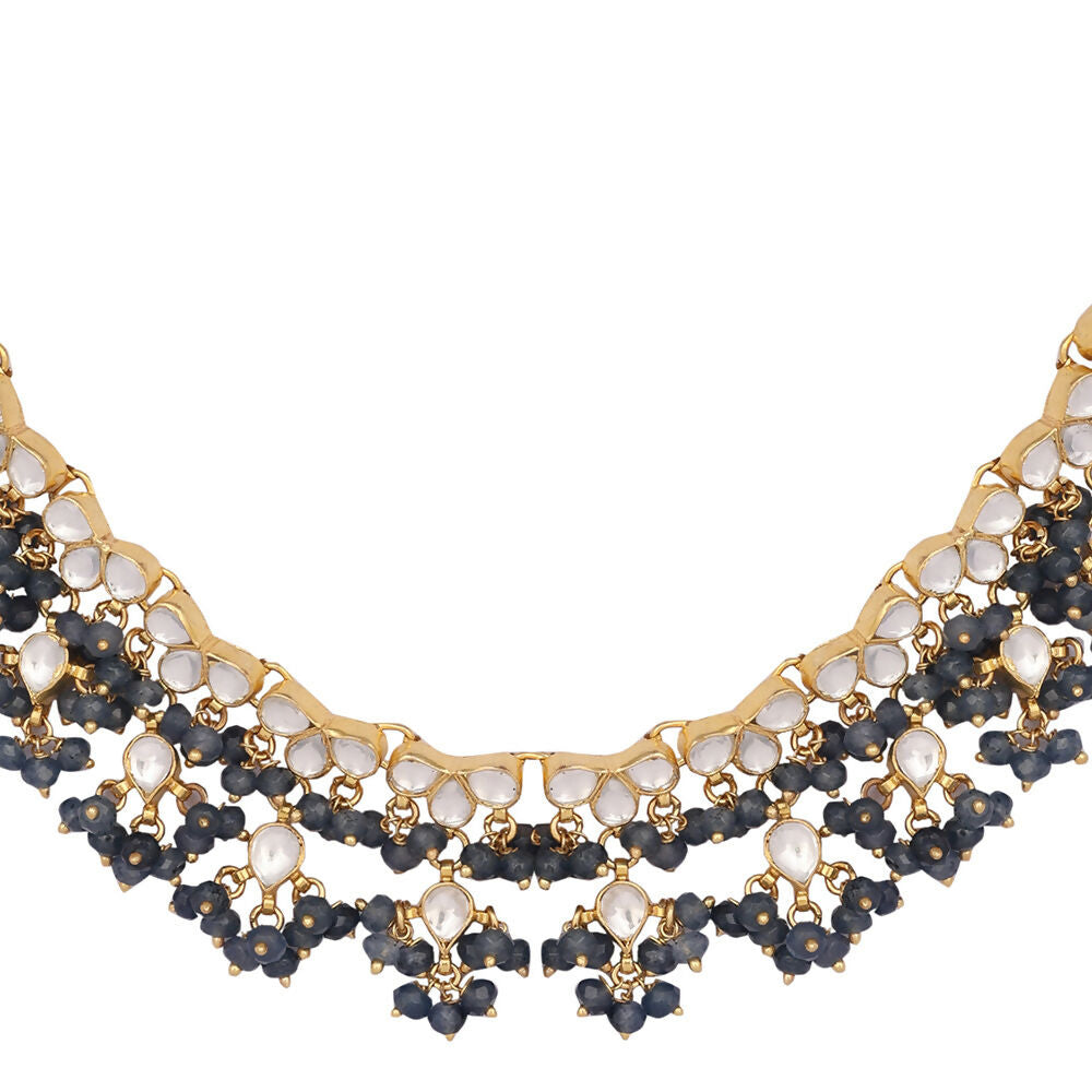 Nuyug 22K Gold Plated Azure Dusk Kundan Necklace | Swadesiicart