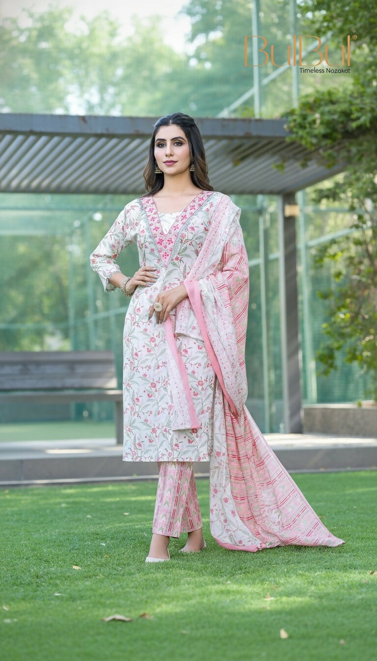 BulBul Fashionista Cotton Red Kurta Set with Dupatta - Swadesiicart