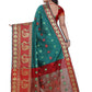 Vamika Banarasi Cotton Silk Rama Green Weaving Saree | Swadesiicart