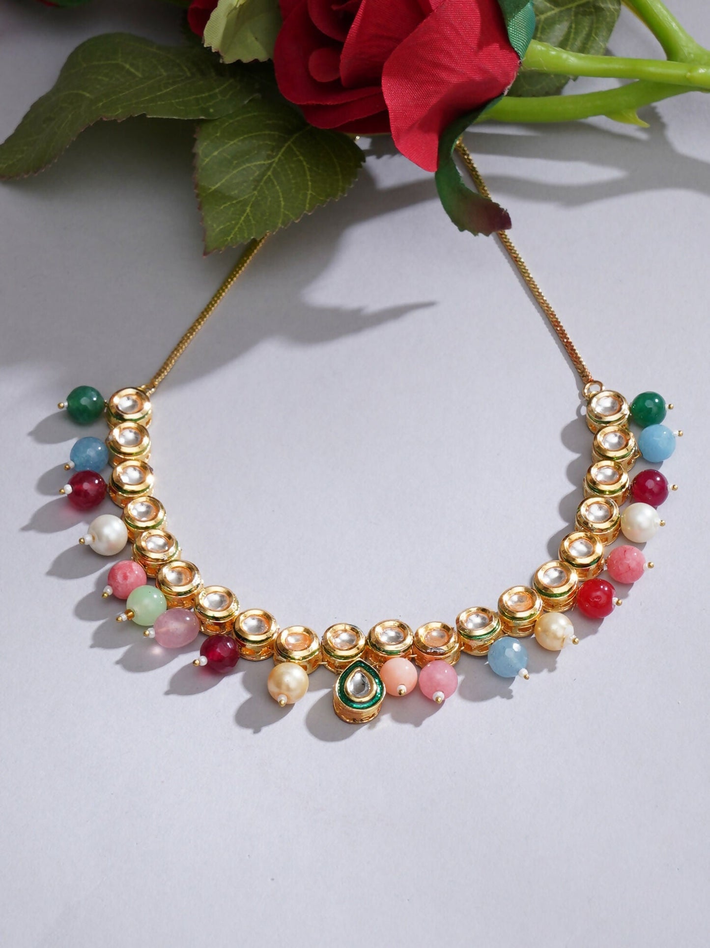 Kundan Necklace (Multi Color) - Ruby Raang | Swadesiicart
