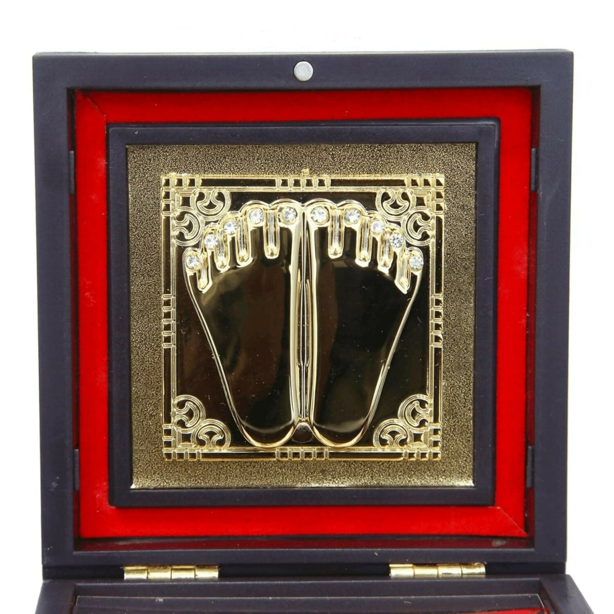 AncientlRam Darbar Pocket Temple Box With Charan Paduka Square Shaped, Gold-Polished - Swadesiicart