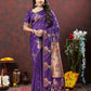 Lorenvalley Fashion Purple Soft Paithani Silk Woven Design Copper Zari Meenakari Weaving Saree - Swadesiicart