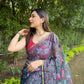 Vamsee Bavari Grey Organza Saree - Swadesiicart