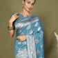 Shree Shyam Fashion Linen Cotton Sky Blue Saree