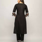 FIORRA Women's Black Cotton Straight Kurta Palazzo Set - Swadesiicart