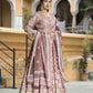 Wedding Designer PaleMauve Soft Dola Silk Anarkali suit with Dupatta - Samanta - Swadesiicart