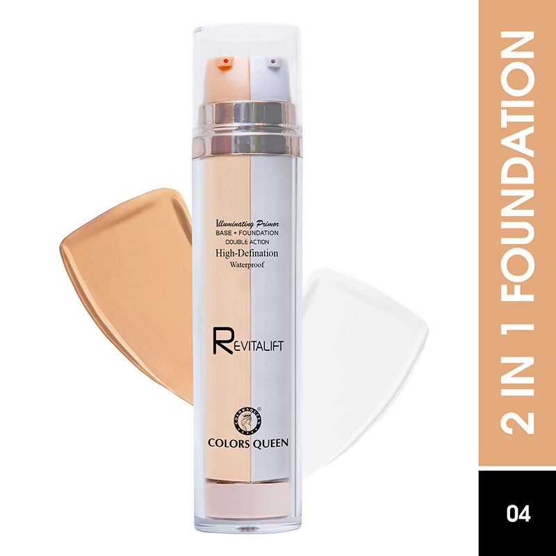 Colors Queen Revitalift Illuminating Primer Base + Foundation - 04 Beige | Swadesiicart