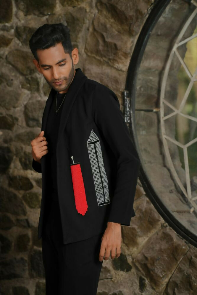 Statement Embroidered Black Co-Ord Set by Hilo Design - Swadesiicart