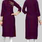 NOZ2TOZ Women's Embroidered Straight Rayon Purple Kurta Only - Swadesiicart