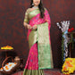 Lorenvalley Fashion Pink Cotton Woven Design Zari Meenakari Weaving Saree - Swadesiicart