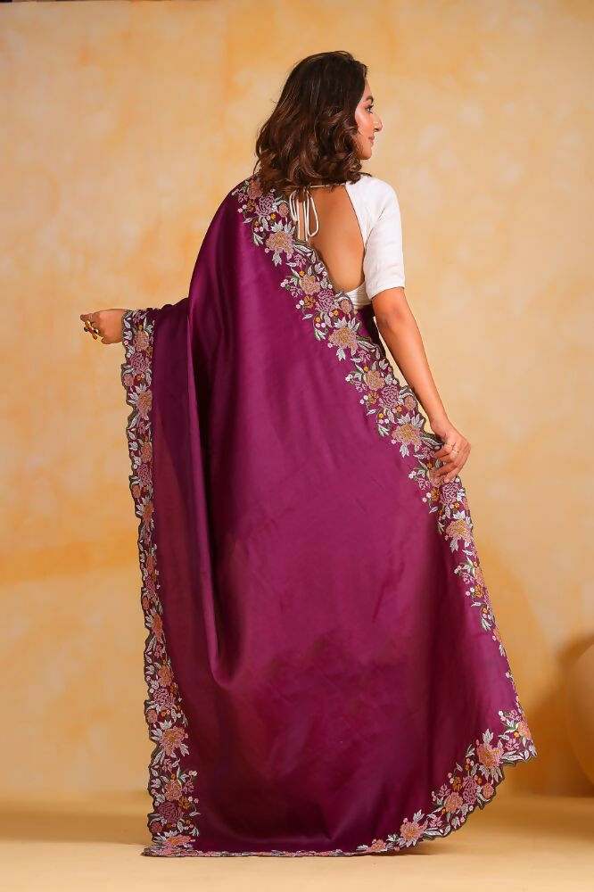 Vamsee Sundha Purple Tussar Silk Saree - Swadesiicart