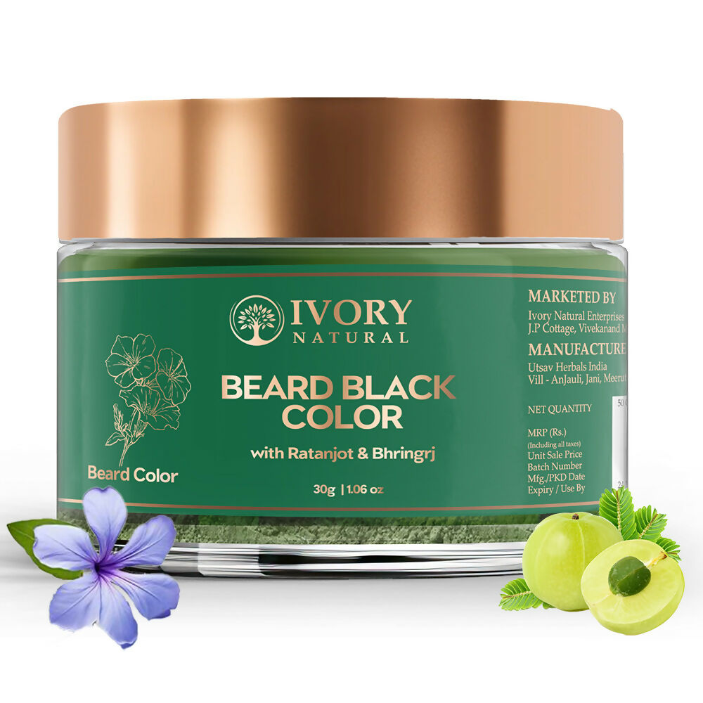 Ivory Natural Beard Black Color Organic - Instant Natural Plant Based Beard Color Powder | Swadesiicart
