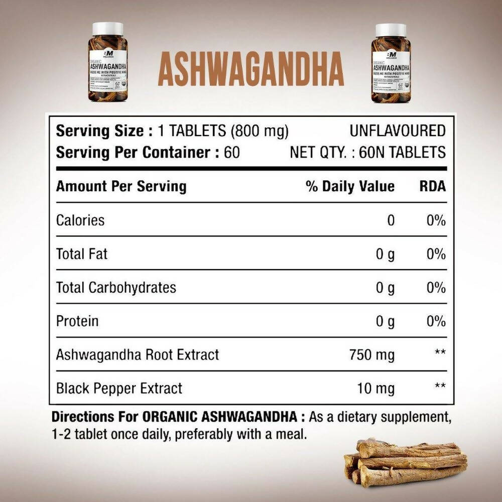 BM Wellness Ashwagandha Organic 800 mg Tablets | Swadesiicart