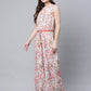 Ahalyaa Womens Pink Crepe Digital Print Floral Jumpsuit - Swadesiicart