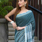 Beatitude Blue Cotton Tanchori Handloom Saree