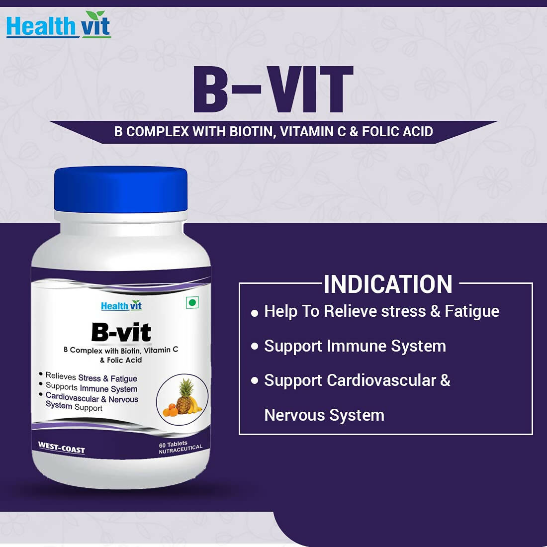 Healthvit Nutrition Natural B-Vit Tablets - Swadesiicart