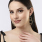 NVR Women Gold-Polished Contemporary Fish Hook Drop Earrings - NR Retail-NVR