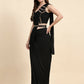 Black Polyester Solid Ready to Wear Saree with stitched Blouse - Nita | Swadesiicart