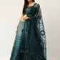 House of Panchhi Women Teal Net Embroidered Sequins Lehenga & Blouse with Dupatta | Swadesiicart