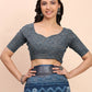 Shree Shyam Fashion Linen Cotton Indigo Blue Saree