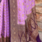 Joban Fashion Lavender Crepe Chiffon Pure Handloom Banarasi Silk Saree | Swadesiicart