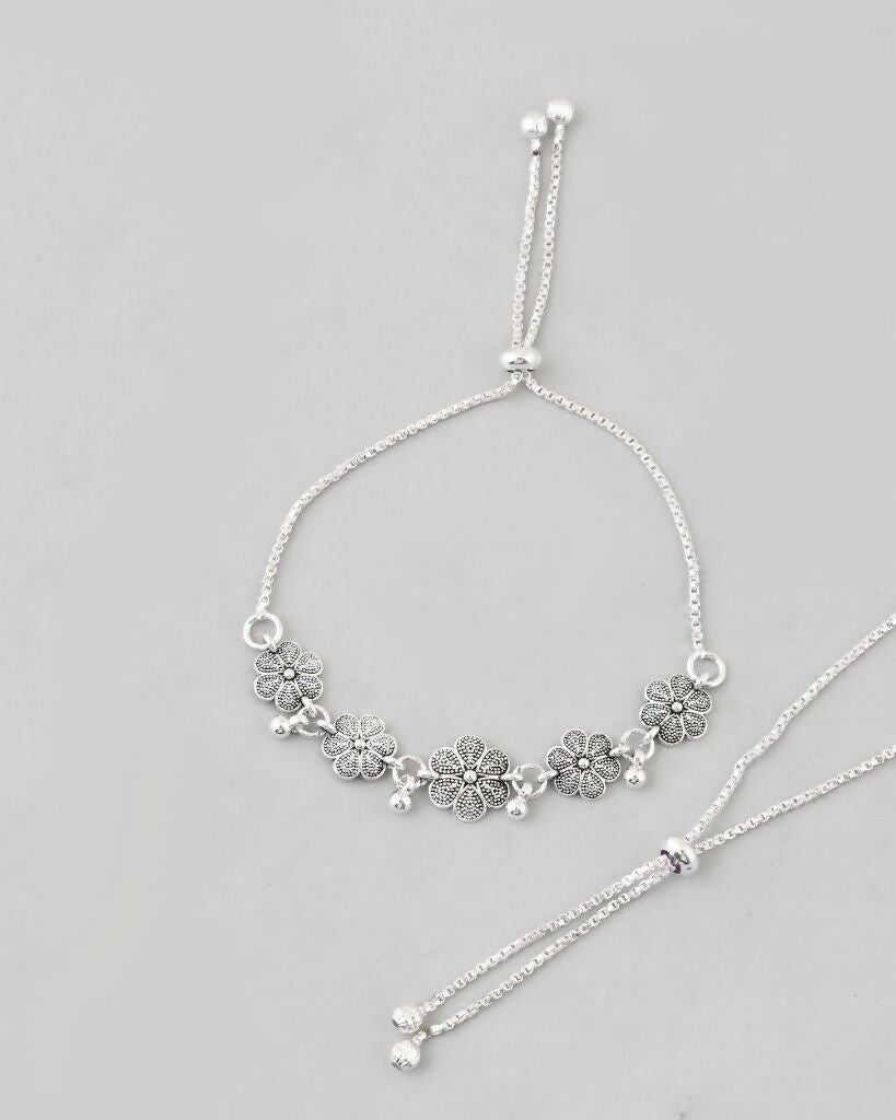 VOJ Set of 2 Traditional Flower Shapped Designer Anklet - Swadesiicart