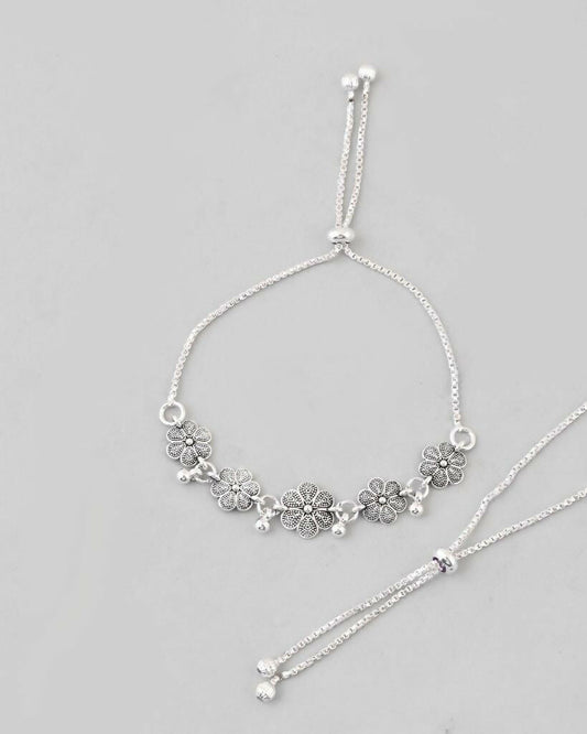 VOJ Set of 2 Traditional Flower Shapped Designer Anklet - Swadesiicart