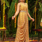 Janasya Mustard Georgette Floral Saree | Swadesiicart