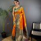 Joban Fashion Grey Peacock Banarasi Silk Sarees | Swadesiicart
