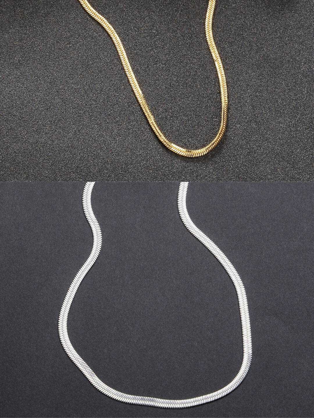 NVR Women's Set of 2 Silver & Gold Rhodium-Plated Minimal Chain | Swadesiicart
