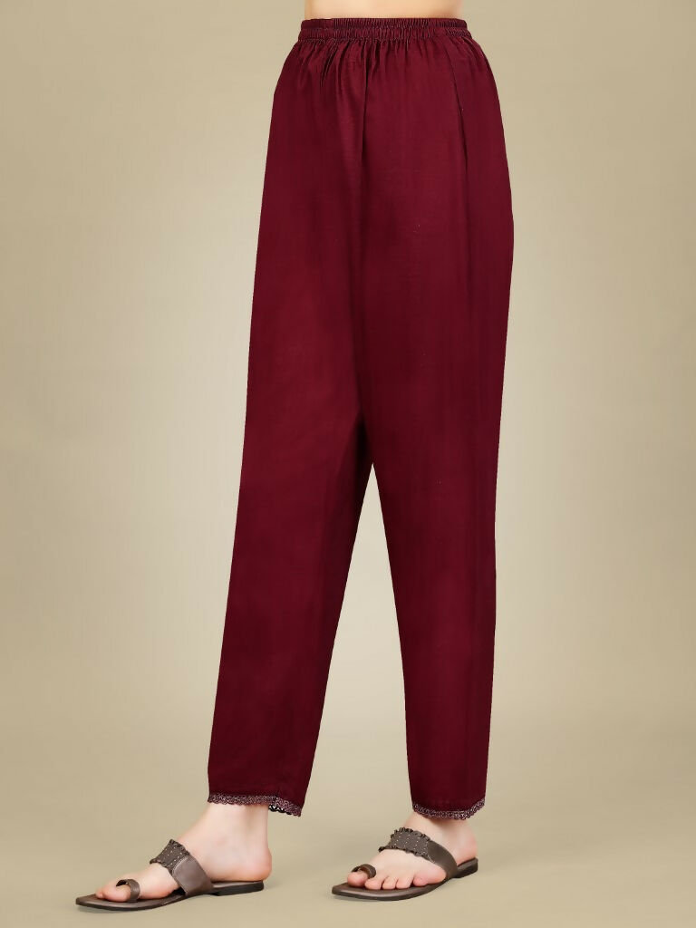 Jyoti Fashion Women's Maroon Silk Blend Embroidery & Sequence work Kurta with Trouser & Dupatta | Swadesiicart