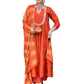 The52 Rust Women's Gorgeous Embroidered Work Chanderi Fabric Flared Kurta Pant and Dupatta Set - Swadesiicart
