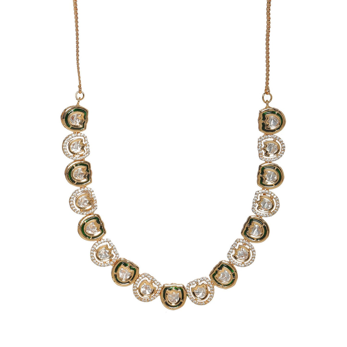 Kundan and Daimond Neckpiece (Gold) - Ruby Raang | Swadesiicart