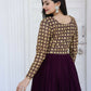 Jyoti Fashion Women's Wine Sequence Zari Embroidered Faux Blooming Anarkali Dress | Swadesiicart